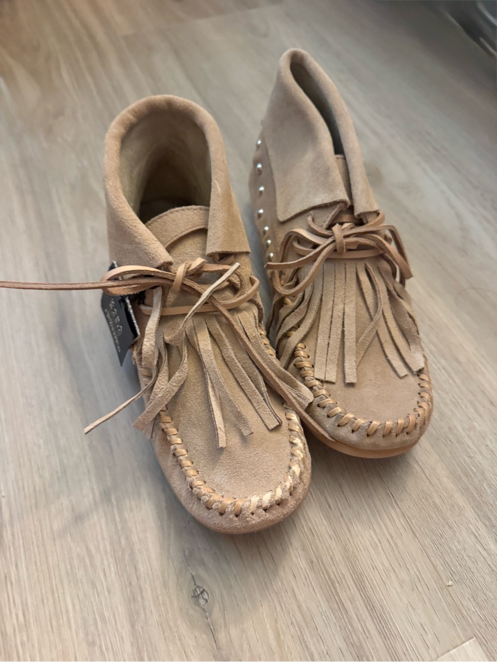 Zara Authentic Leather Suede Fringe Moccasin Bootie Women’s Size 40